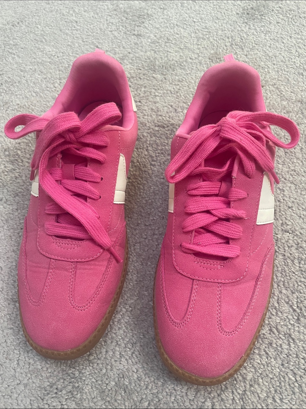 Kids Size 5 Pink Lace-Up Casual Sneakers